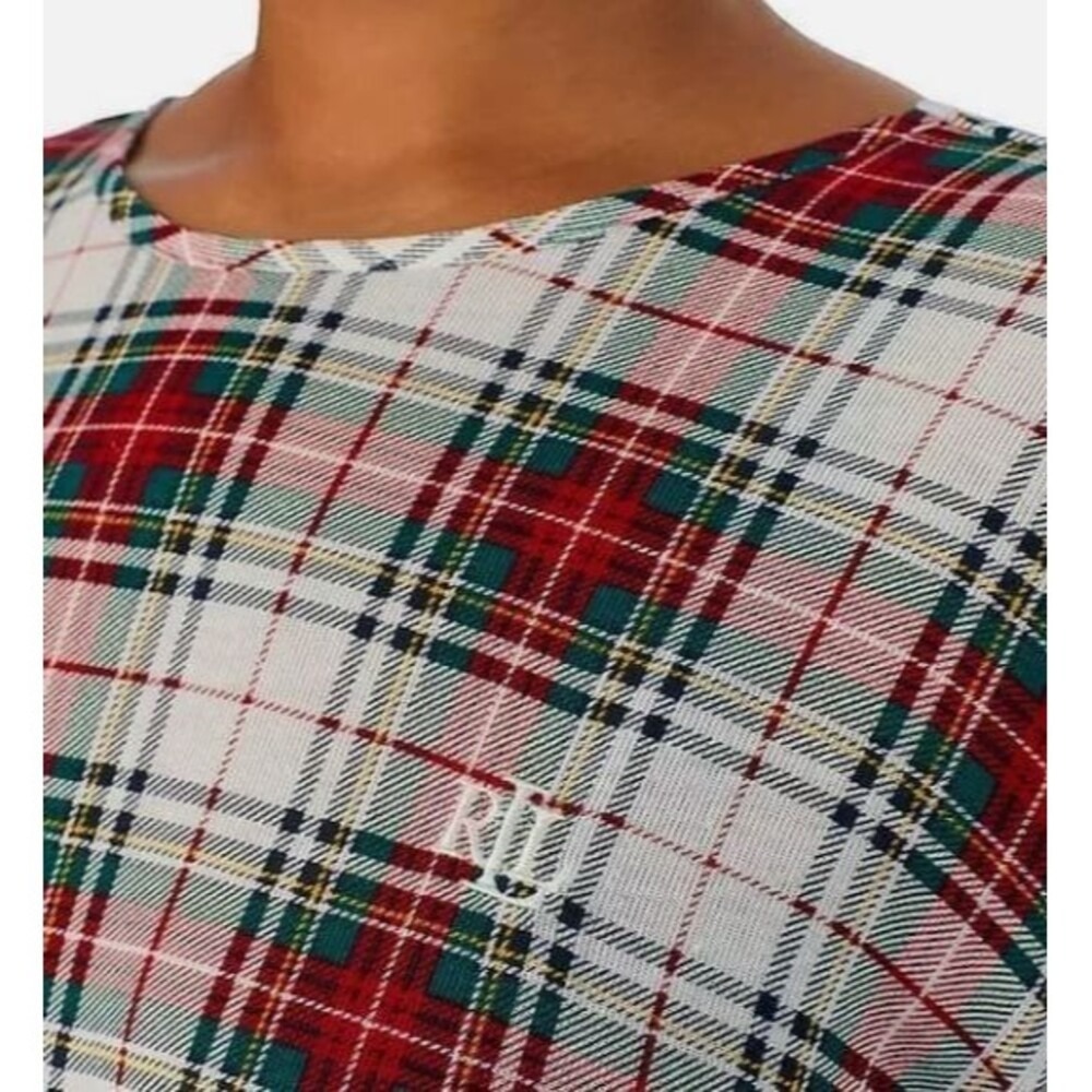 NWT Ralph Lauren Women's Pajama Small Sleepwear Plaid Ivory Red Green Top ONLY